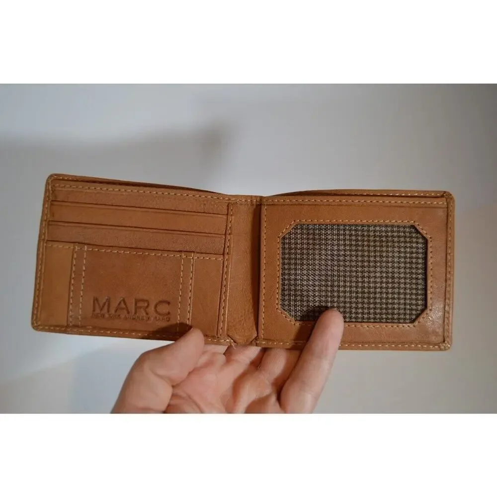Marc New York Genuine Leather Bifold Wallet Andrew Marc Camel Whiskey‎ Color